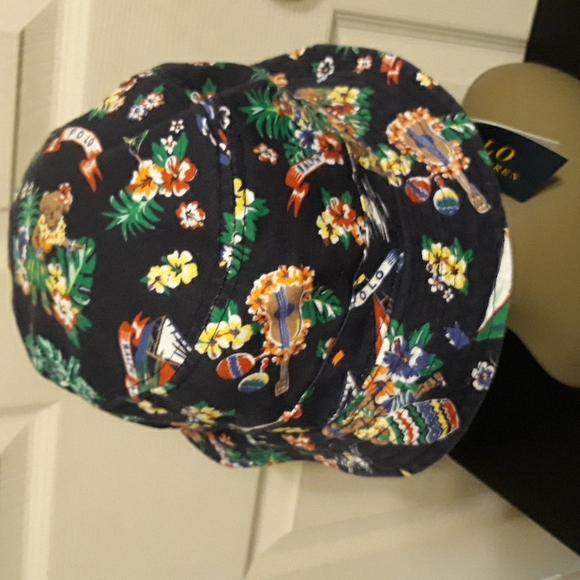 NWT Polo Ralph Lauren Hawiaan Bear Chino Bucket Hat - Navy Multi - Picture 8 of 12